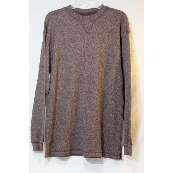 Mountain Ridge Brown Thermal Waffle Knit Shirt Men's L Crewneck L/S Base Layer - Picture 1 of 10